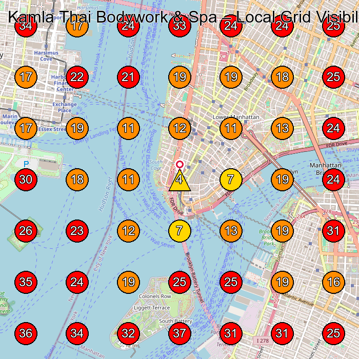 Kamla Thai Bodywork & Spa GeoGrid visibility map for Spa And Health Club in New York